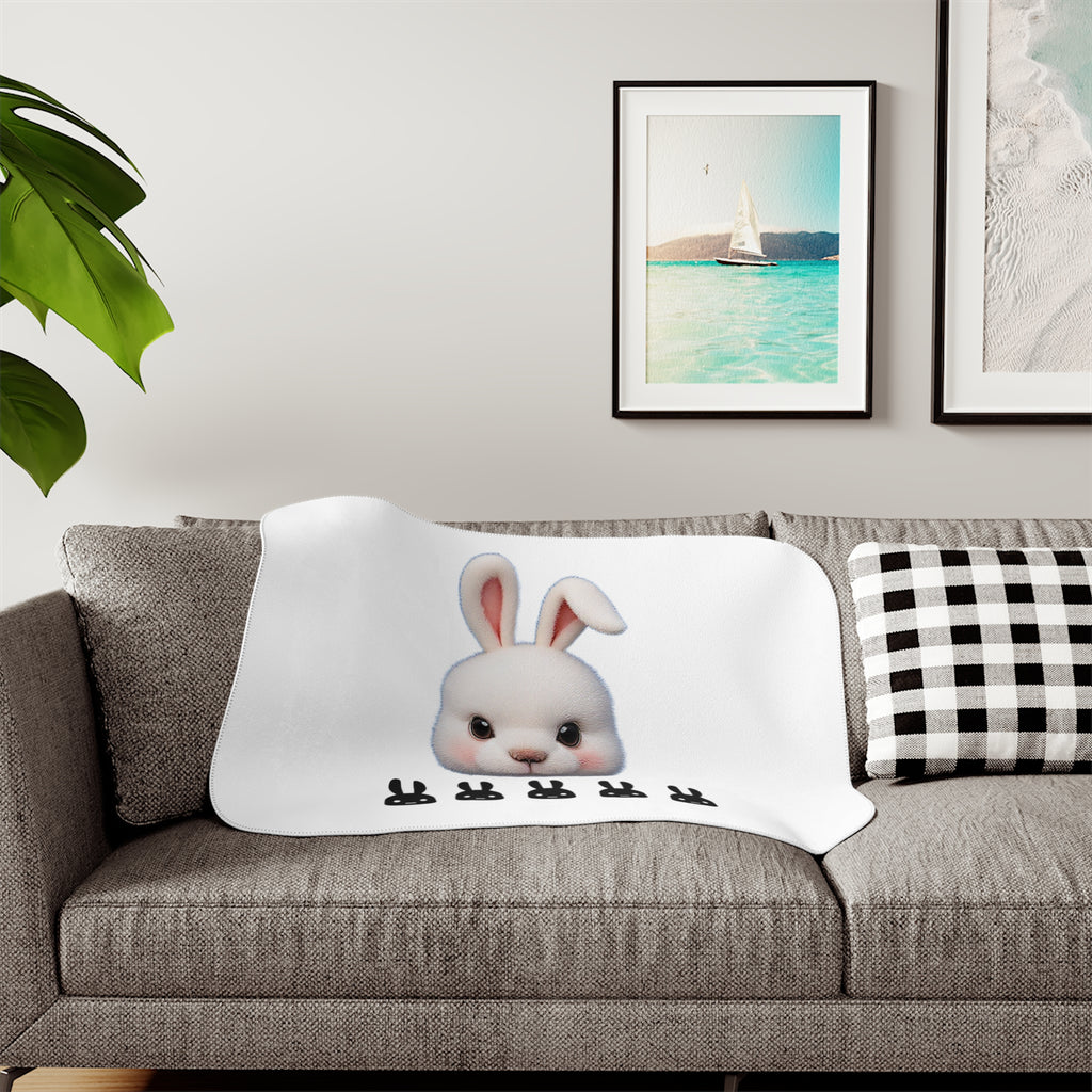 Cute Side Bunny Throw Blanket – Minimal Rabbit Illustration