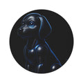 Midnight Guardian — Sculptural Dog Art Round Rug