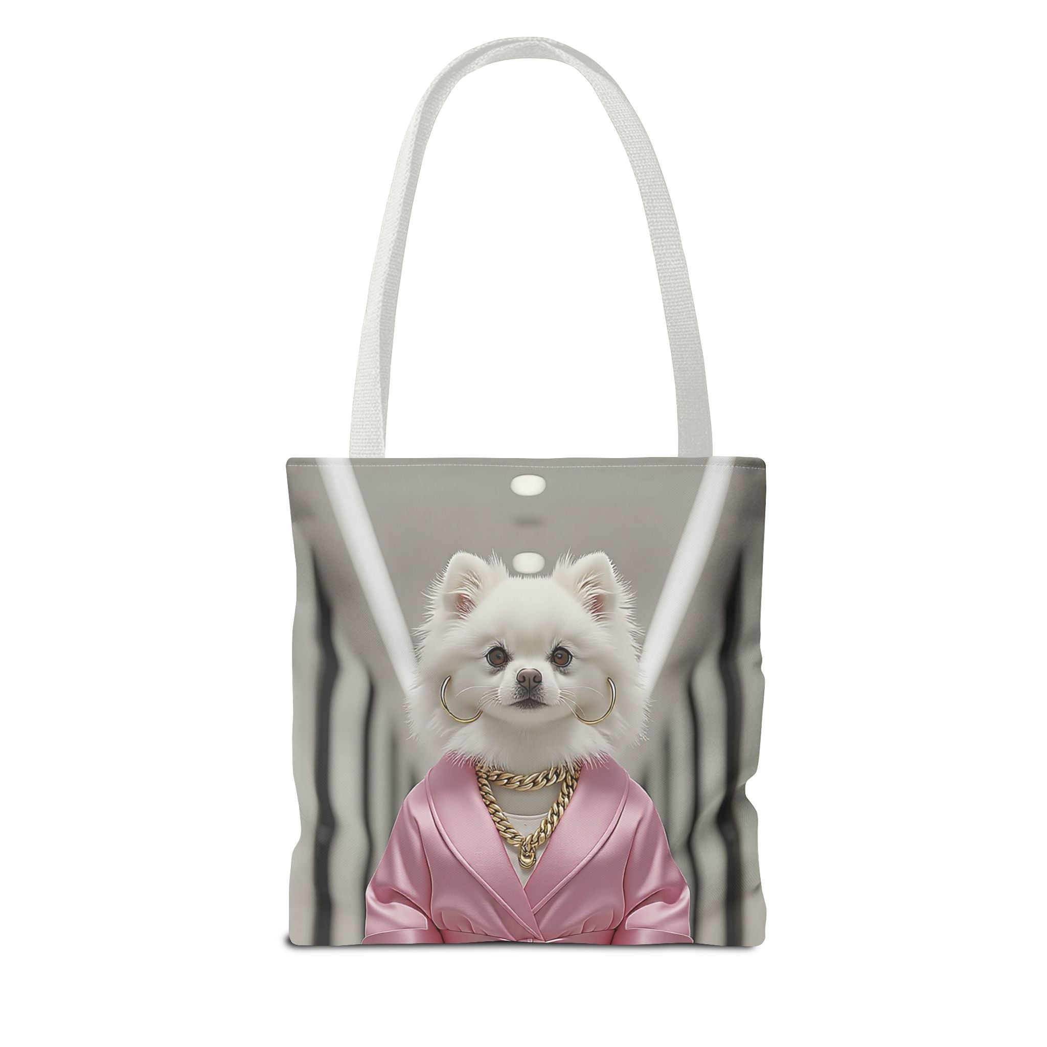 Luxury Dog Art Tote Bag – Pink Robe Puppy Tote for Dog Lovers