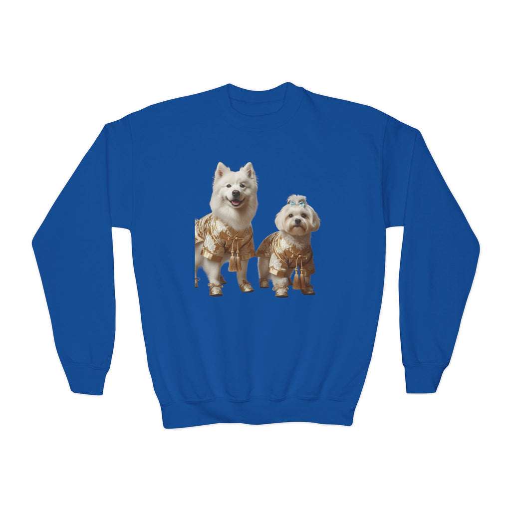 So Cute They Choose It First — Kids Sweatshirt with Twin Dog Illustration