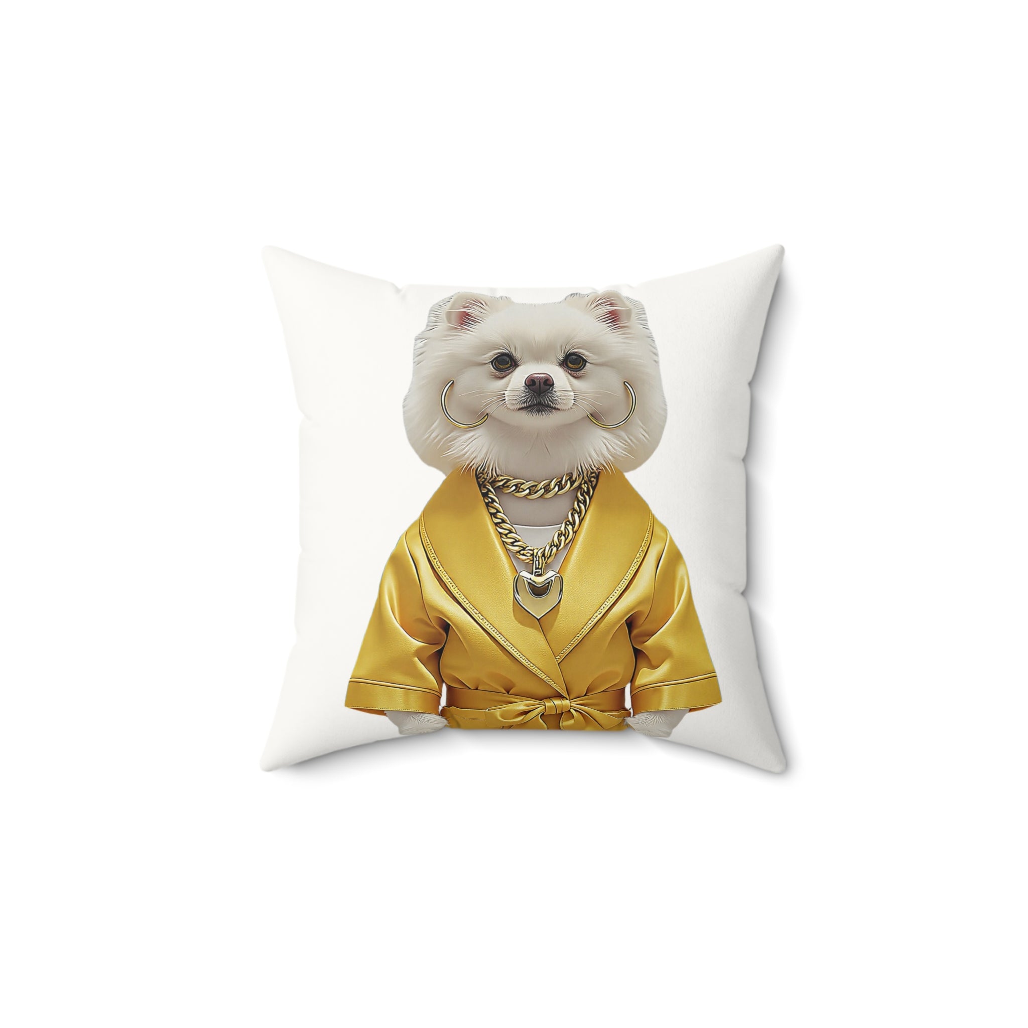 Fashion Dog Faux Suede Square Pillow — Playful Luxury Pet Art Throw Pillow