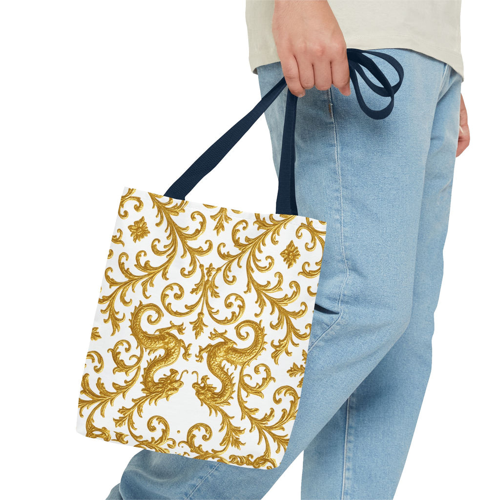 Gold Baroque Pattern Tote Bag – Elegant Statement Shoulder Tote