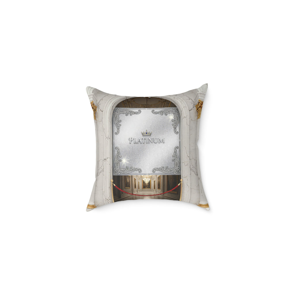 Platinum Crown Decorative Pillow — Luxury Silver Square Throw Pillow