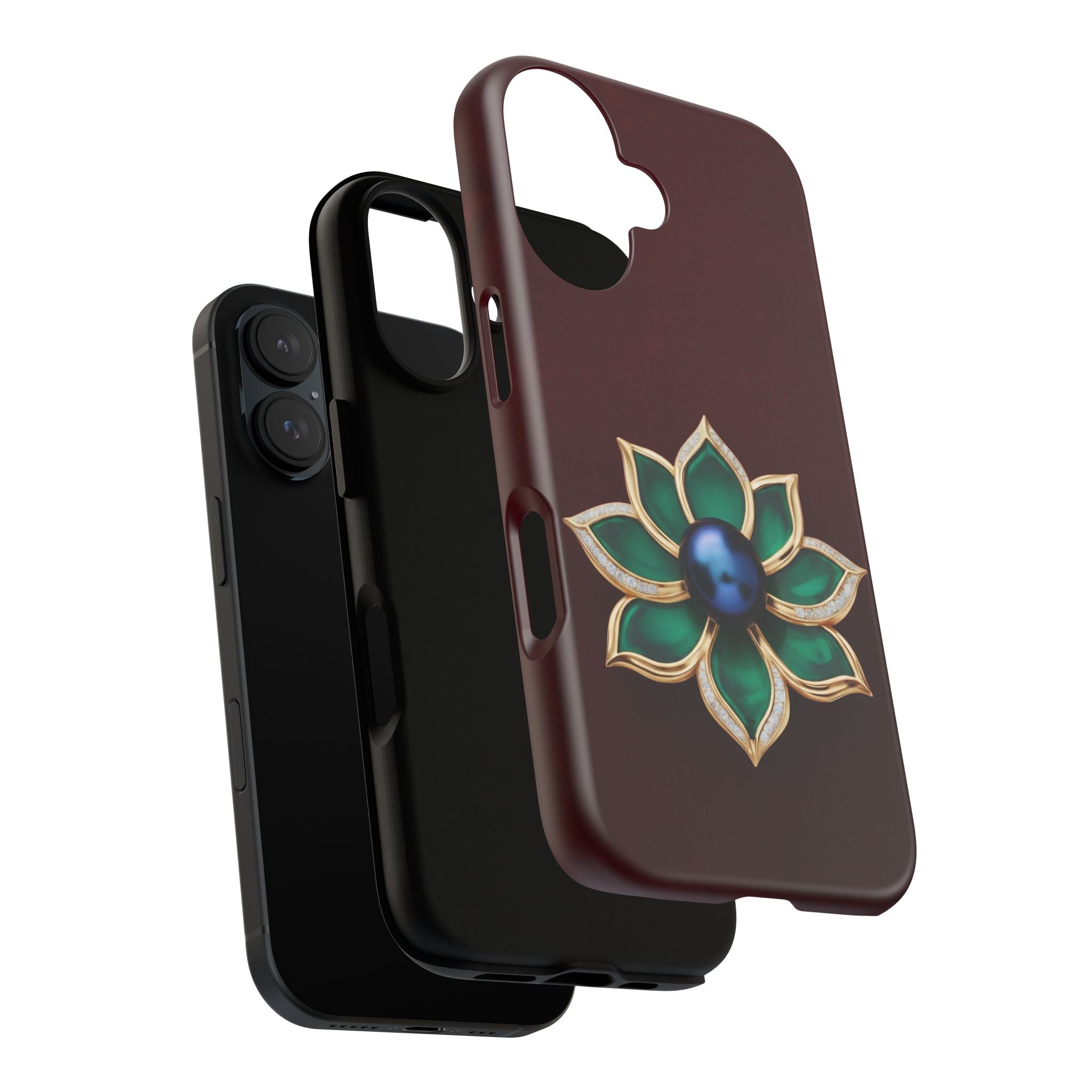Burgundy & Emerald Floral Jewel Phone Case