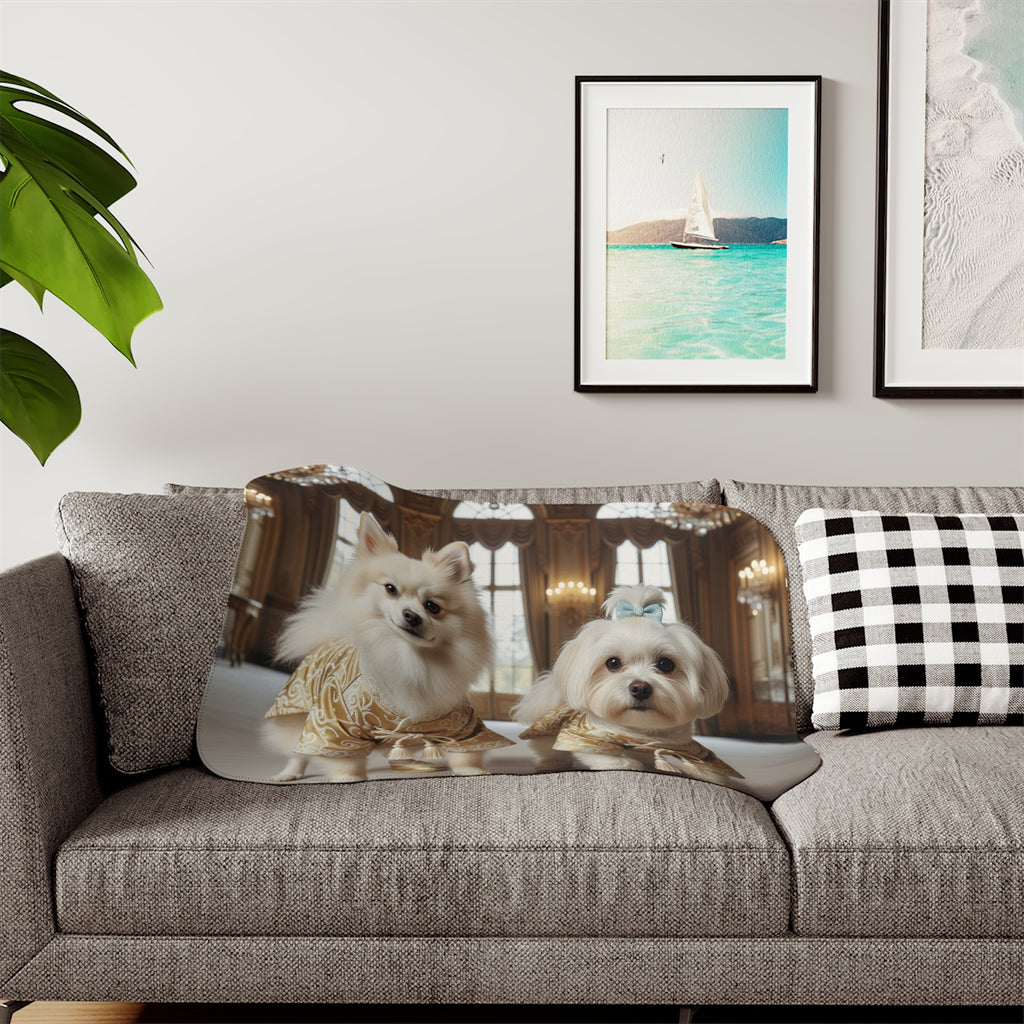 Luxury Pet Sherpa Blanket — Portrait of Dressed Pomeranian & Maltese
