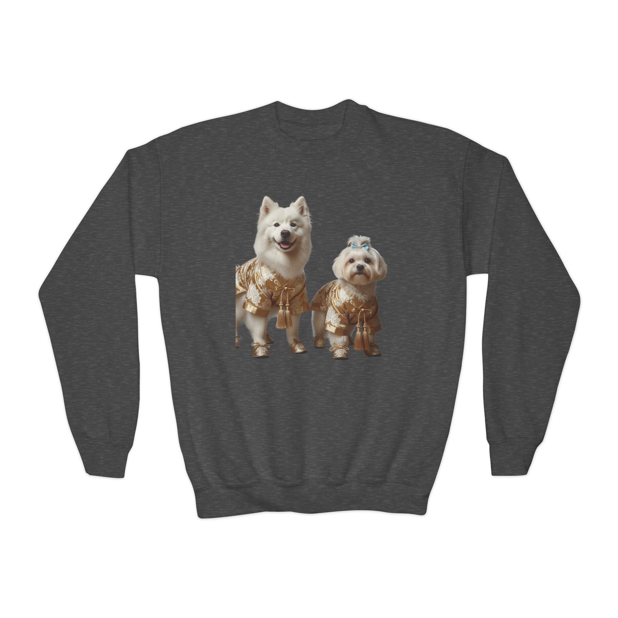So Cute They Choose It First — Kids Sweatshirt with Twin Dog Illustration