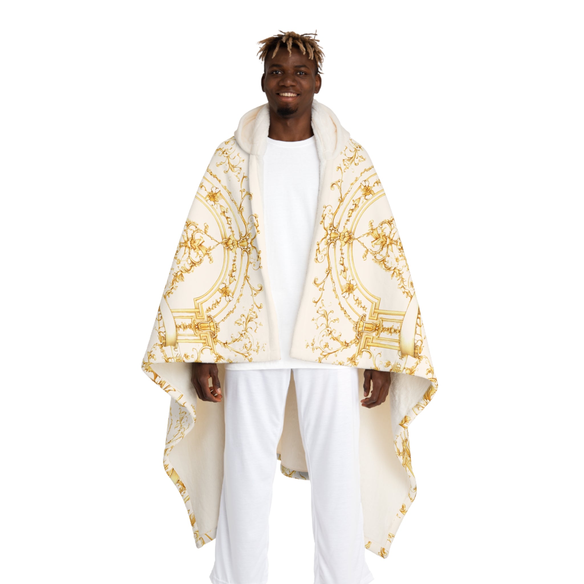 This hooded blanket is designed for comfort without looking casual.