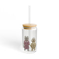 Royal Pup Duo 16oz Glass Tumbler — 'Sip with Style' Bamboo Lid & Straw