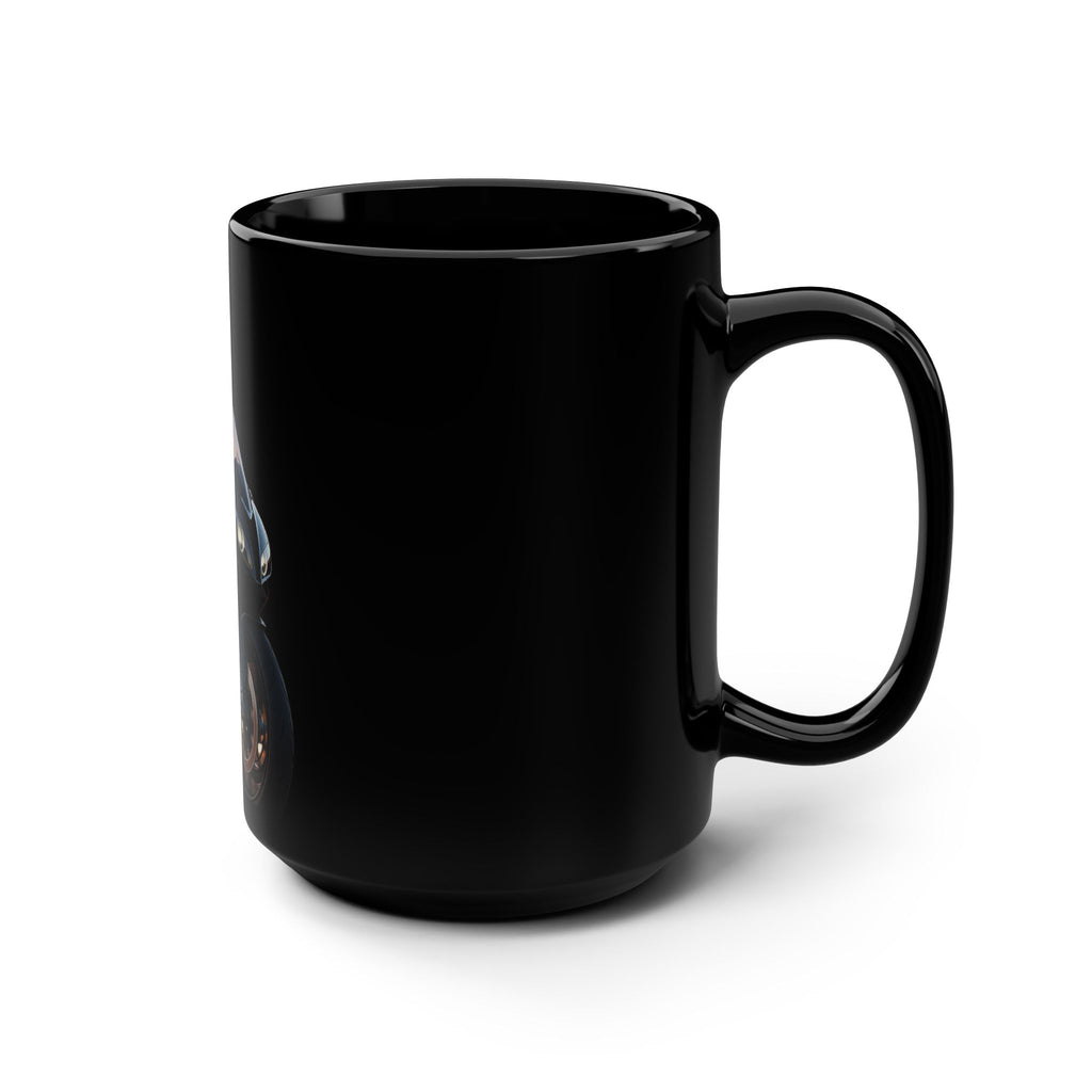 Bunny Motorcycle Rider Mug — 15oz Black Ceramic