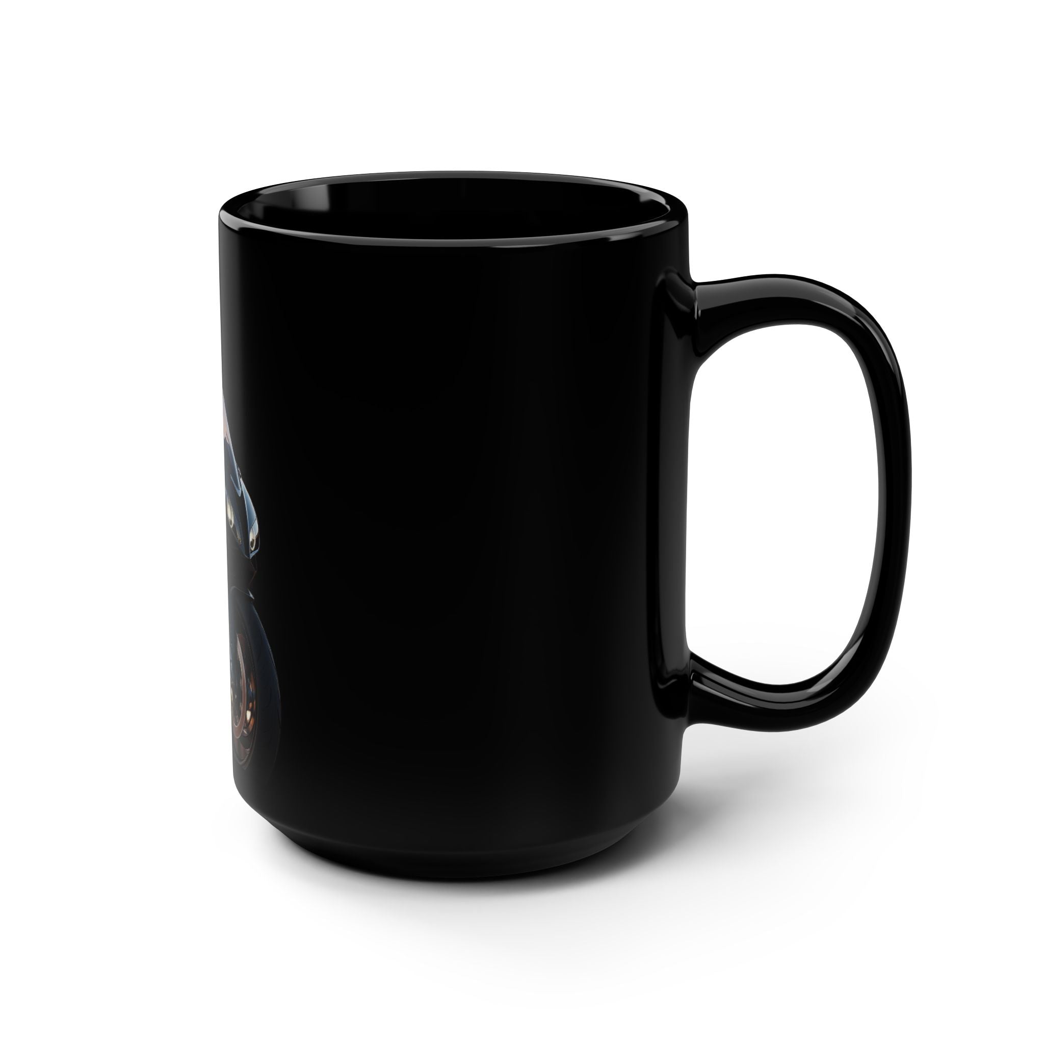 Bunny Motorcycle Rider Mug — 15oz Black Ceramic