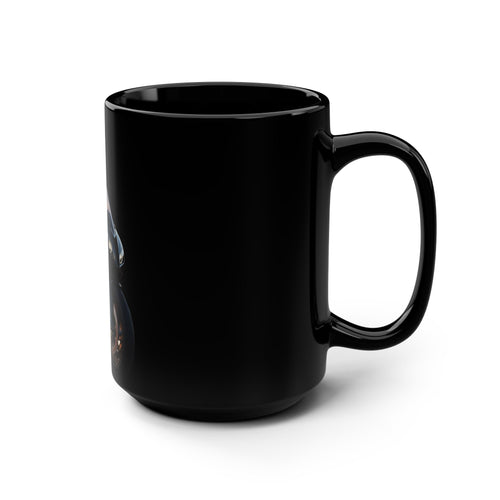 Bunny Motorcycle Rider Mug — 15oz Black Ceramic