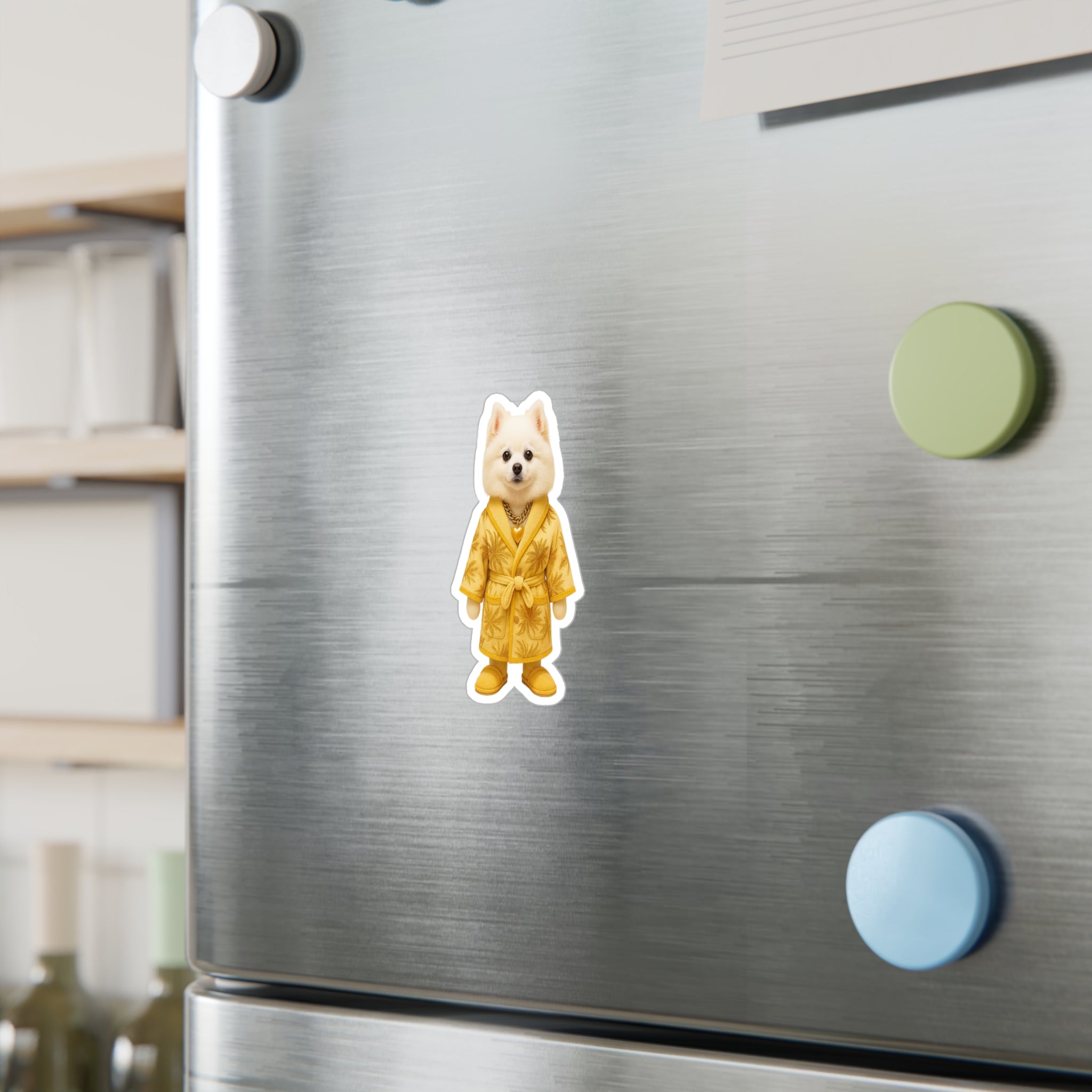 Gold Robe Pomeranian Sticker – Luxury Puppy Vinyl Sticker