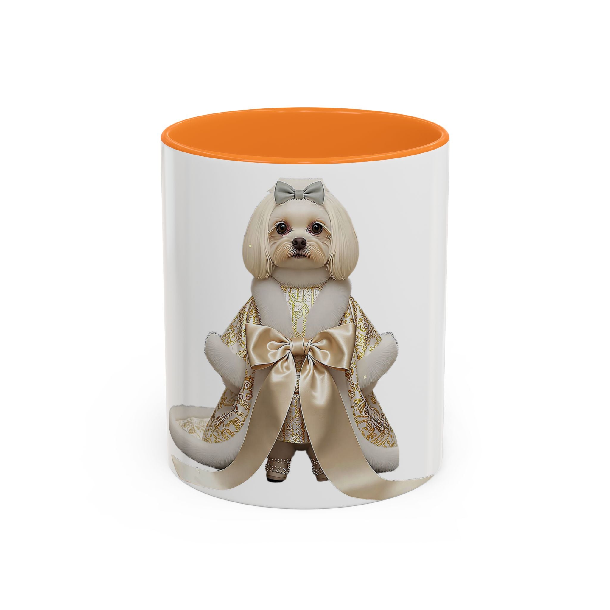 Regal Pup Love Mug – Elegant Gold Ribbon Edition