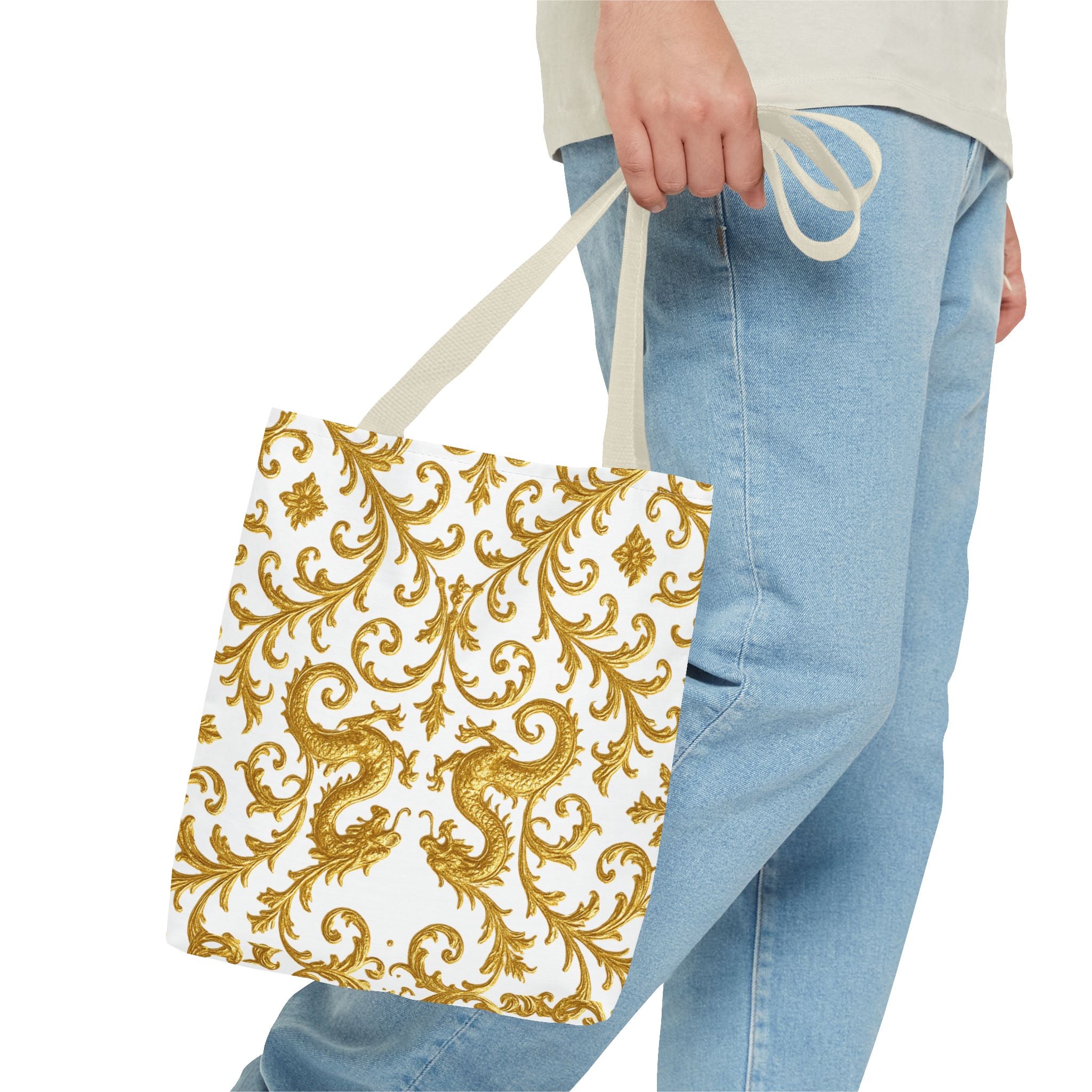 Gold Baroque Pattern Tote Bag – Elegant Statement Shoulder Tote