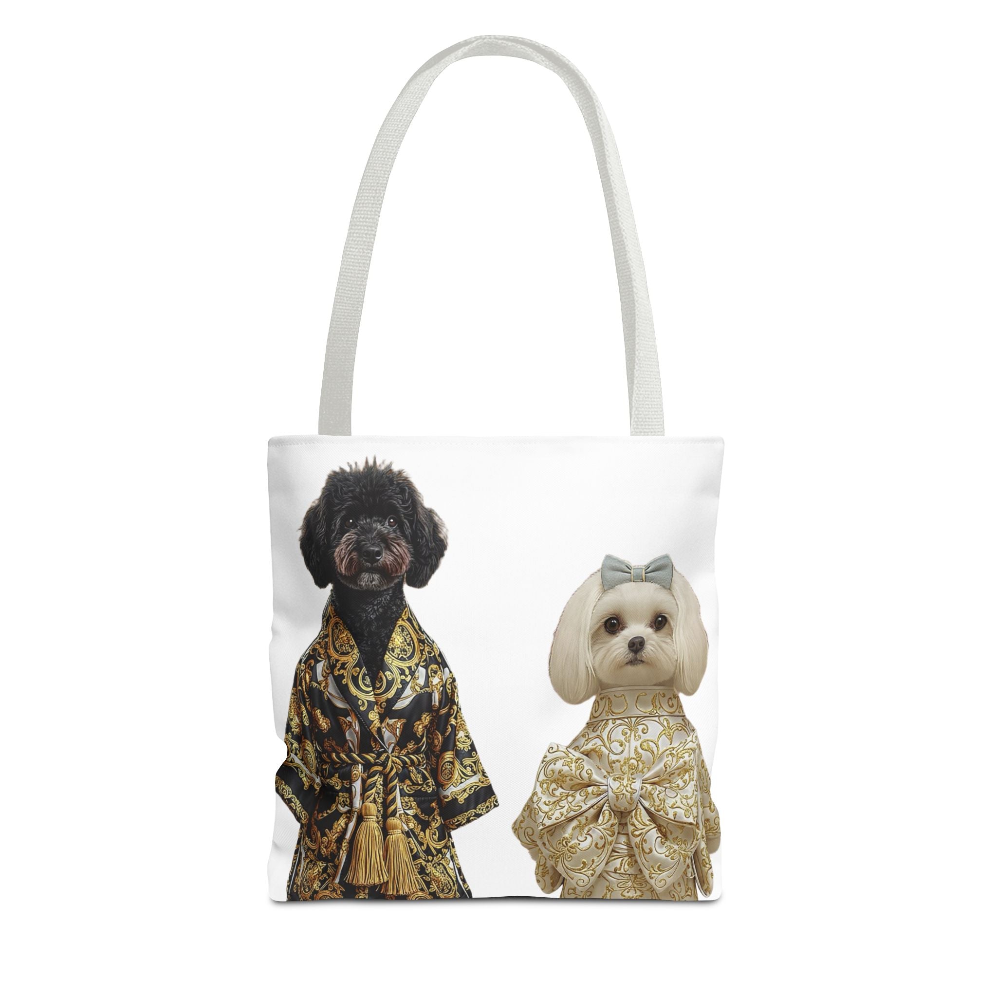 Black & Gold Duo Dog Tote Bag — Stylish All‑Over Print