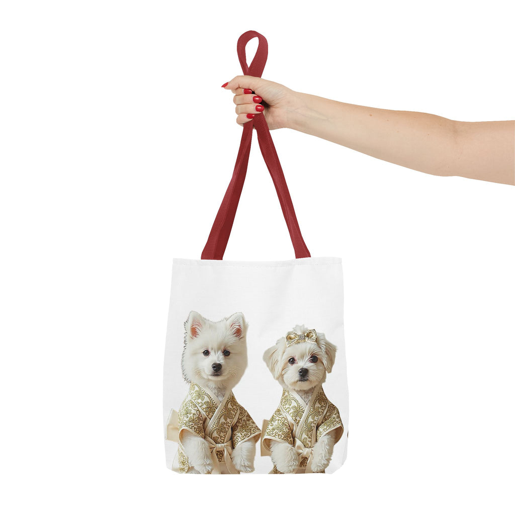 Royal Duo Dog Tote Bag – Elegant Couple Puppy Art Shoulder Bag