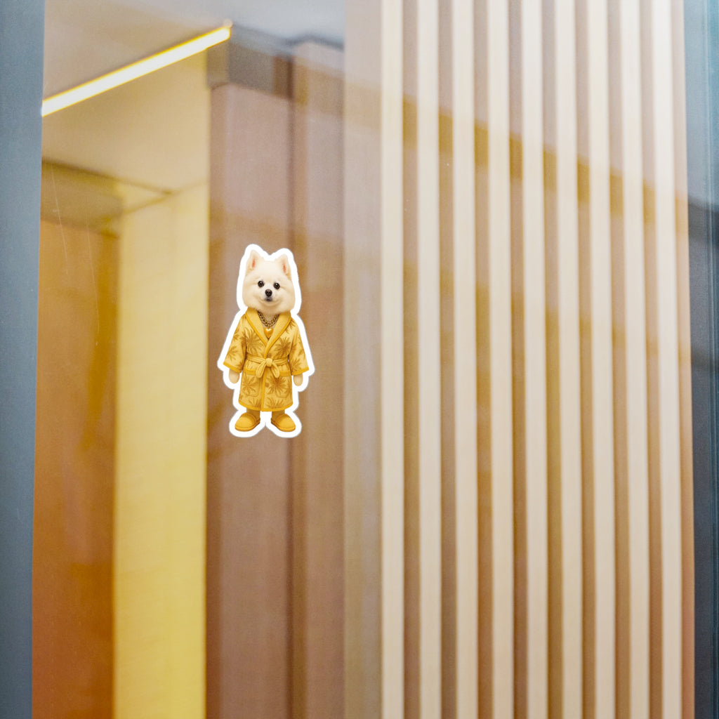 Gold Robe Pomeranian Sticker – Luxury Puppy Vinyl Sticker