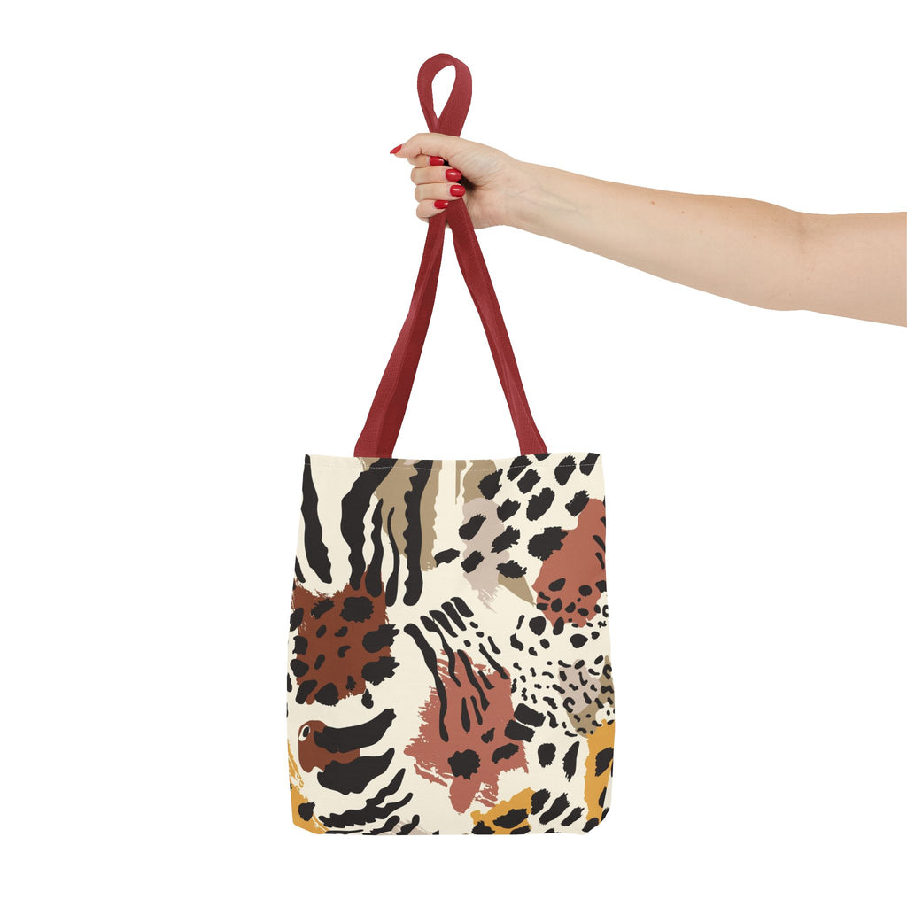 Animal Print Tote Bag — Neutral Safari Pattern AOP