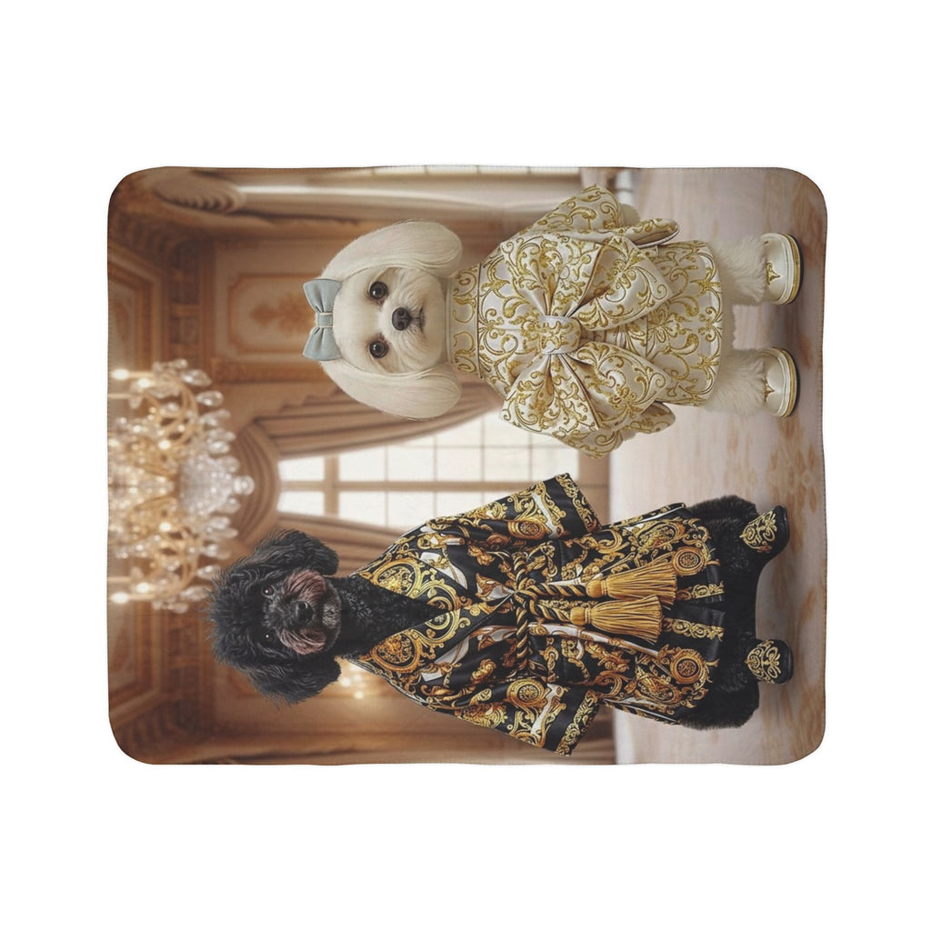 Luxury Palace Poodle Sherpa Blanket — Regal Dressed Dogs Faux Fur Throw