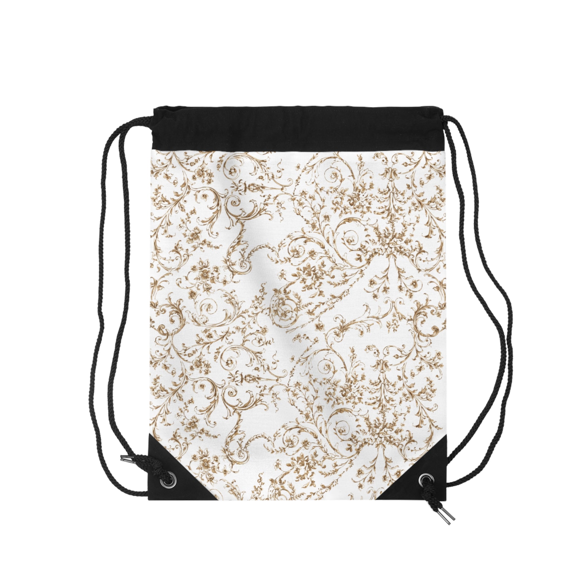 Baroque Pattern Drawstring Bag – Ivory Art Print Design