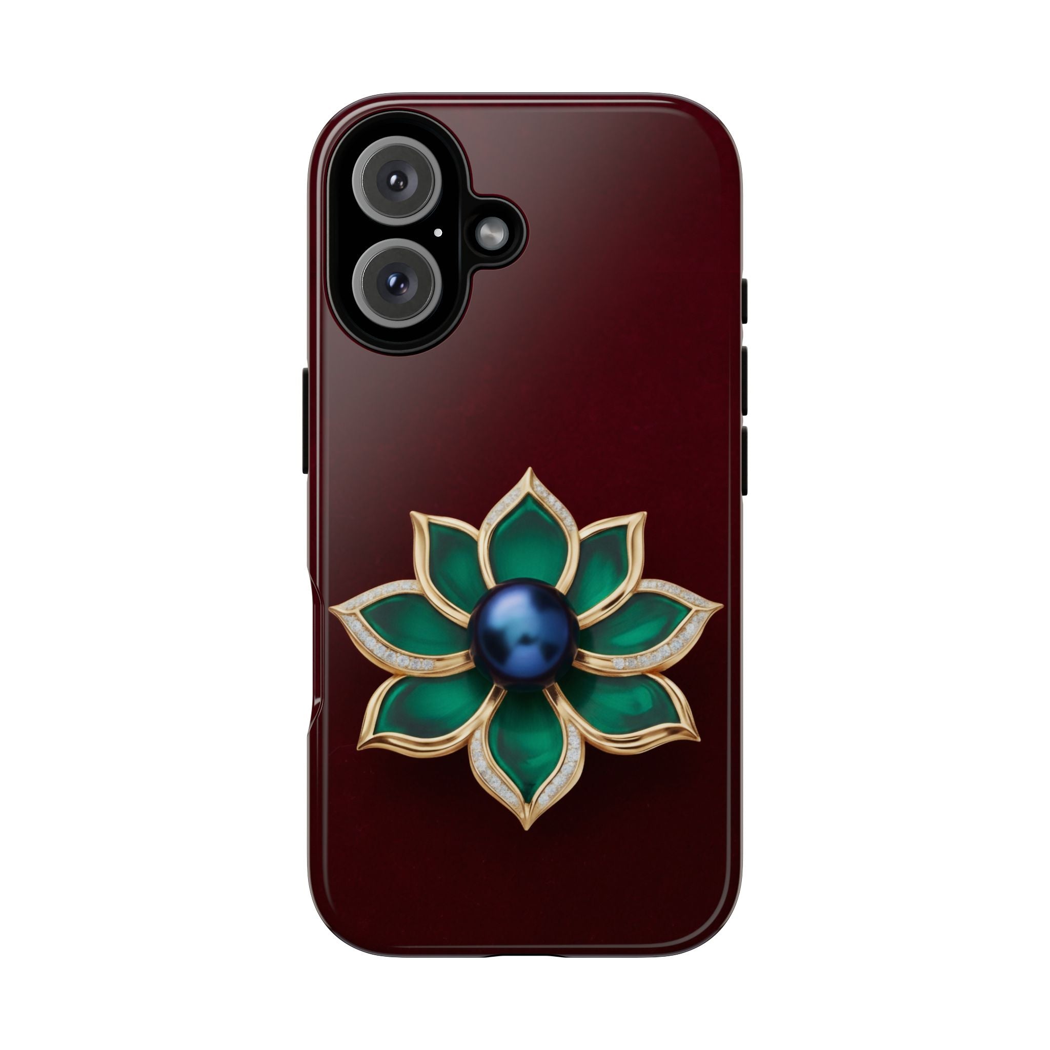 Burgundy & Emerald Floral Jewel Phone Case
