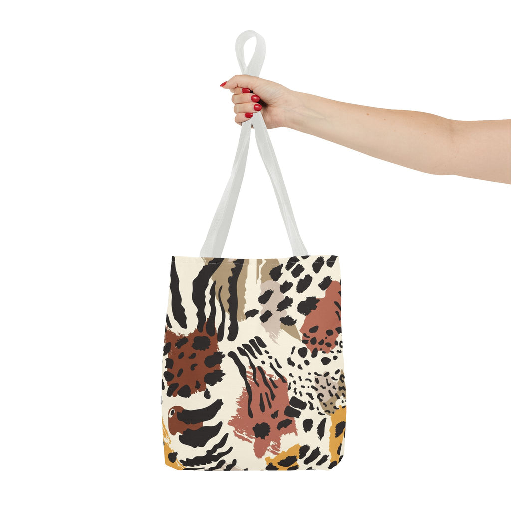 Animal Print Tote Bag — Neutral Safari Pattern AOP