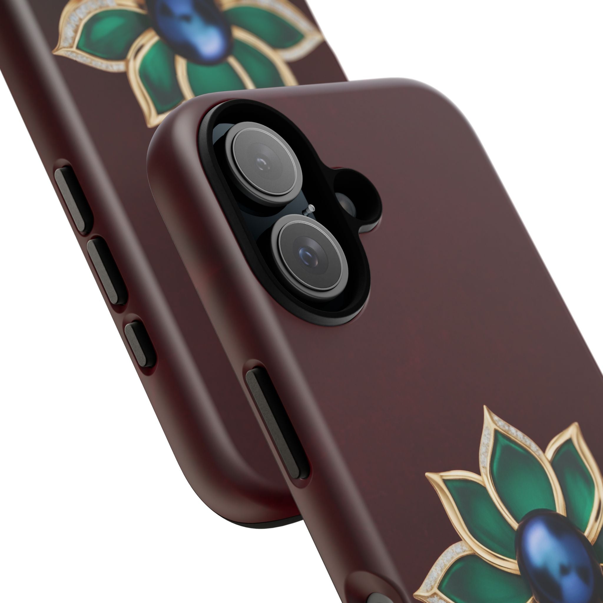 Burgundy & Emerald Floral Jewel Phone Case