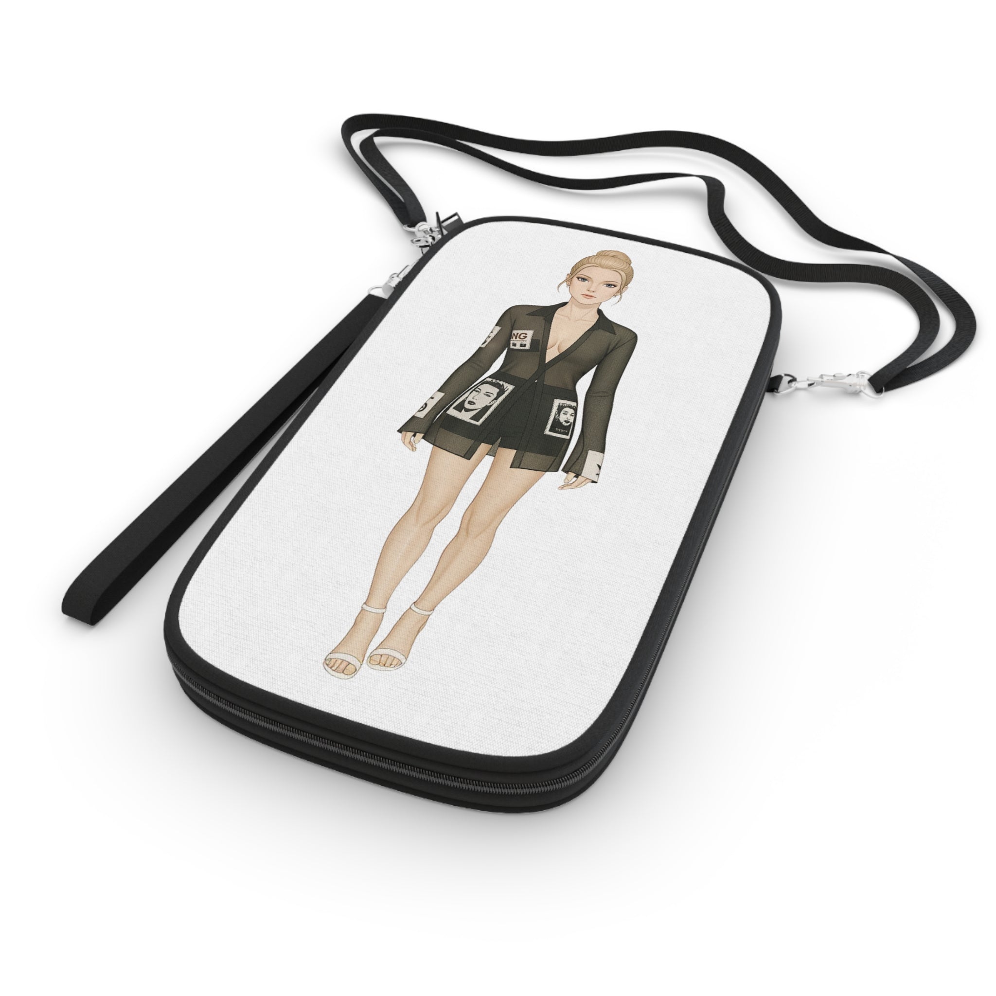 Fashion Illustration Passport Pouch – Travel Document Organizer with Neck Strap