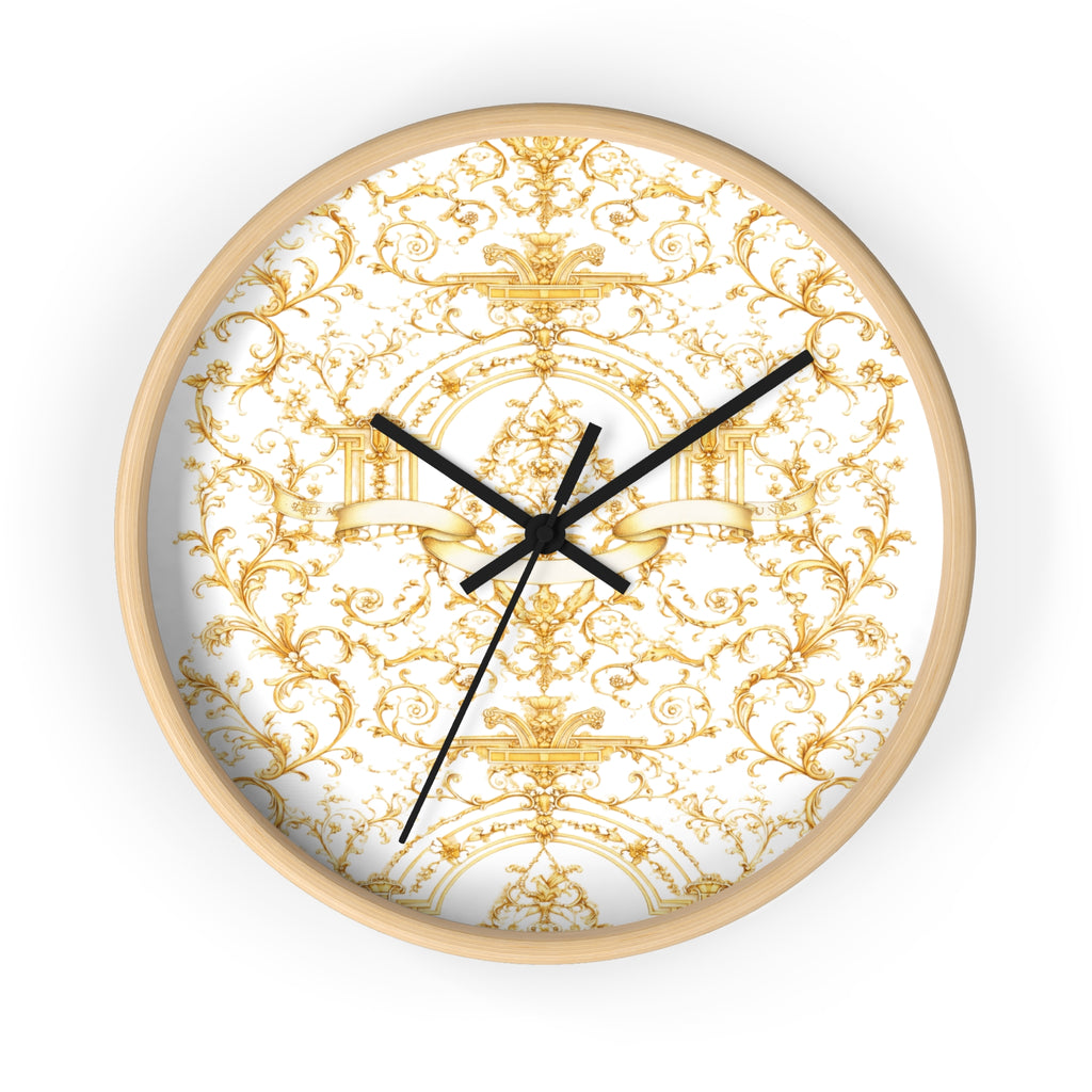 Elegant Gold Baroque Wall Clock | White & Gold Decorative Silent Clock