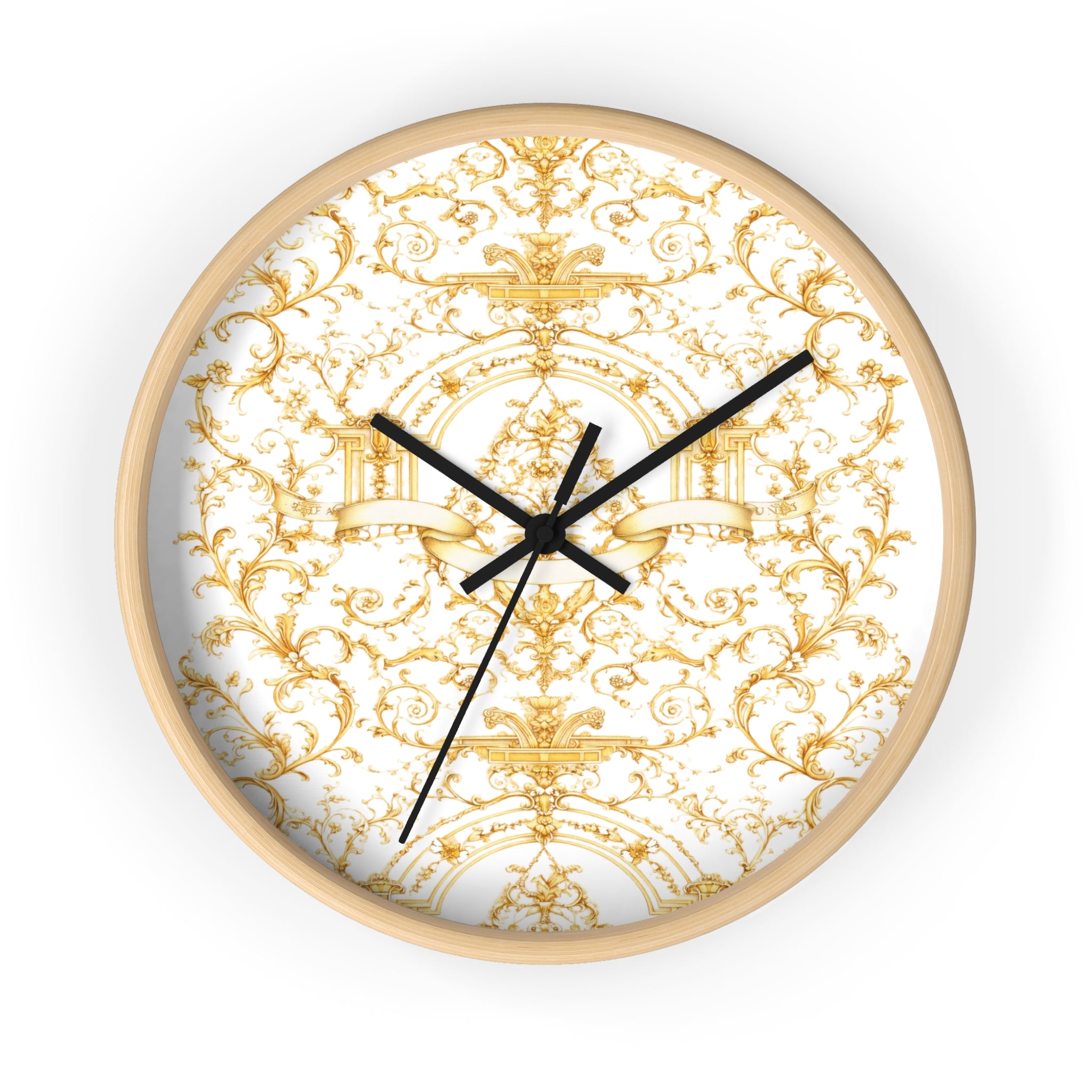 Elegant Gold Baroque Wall Clock | White & Gold Decorative Silent Clock