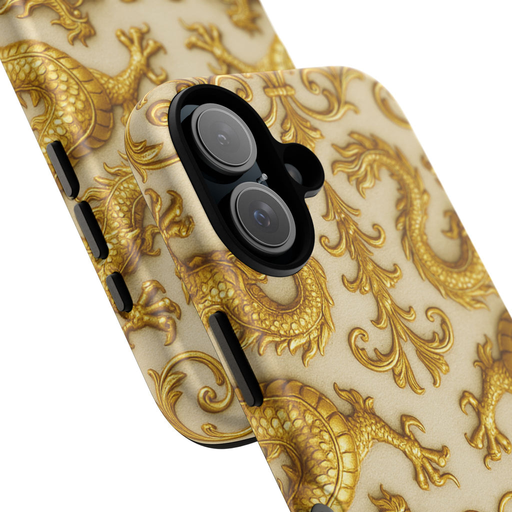 Golden Dragon Luxury Phone Case – Elegant Gold Pattern & Quiet Luxury Design
