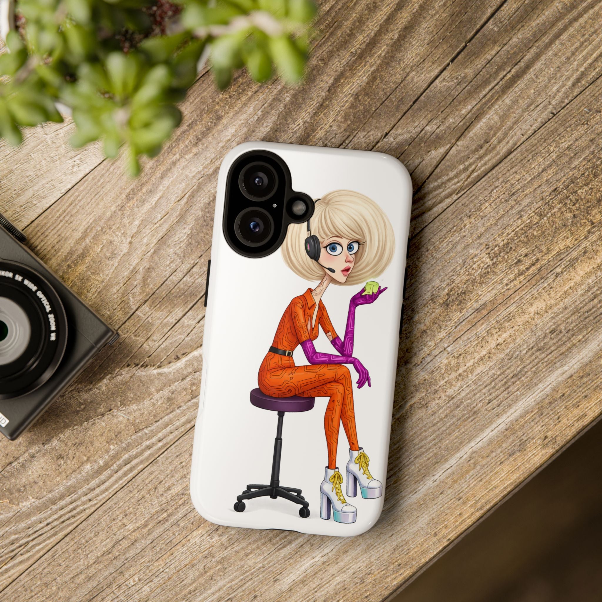 Retro Futuristic Girl iPhone Case | Pop Art Sci-Fi Character Phone Case