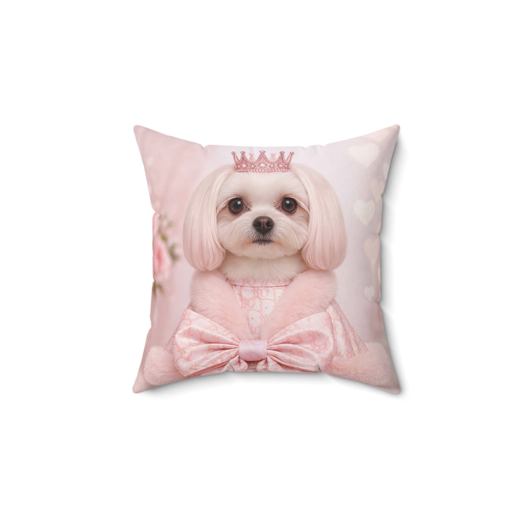 Luxury Pink Princess Dog Cushion – Soft Pastel Royal Pet Art Pillow