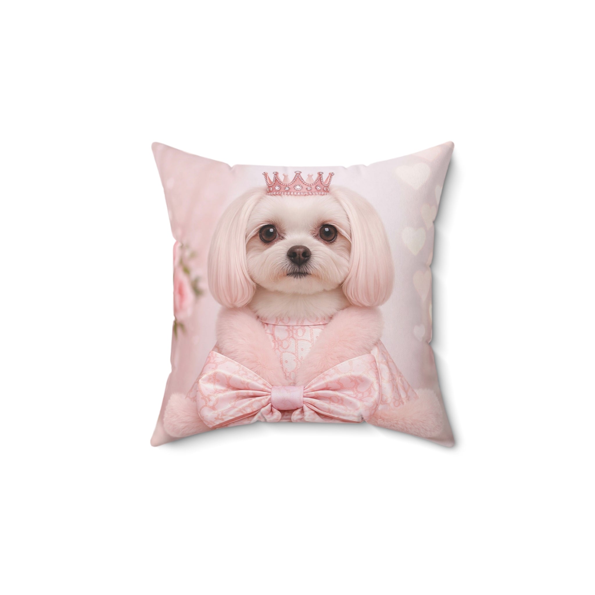 Luxury Pink Princess Dog Cushion – Soft Pastel Royal Pet Art Pillow