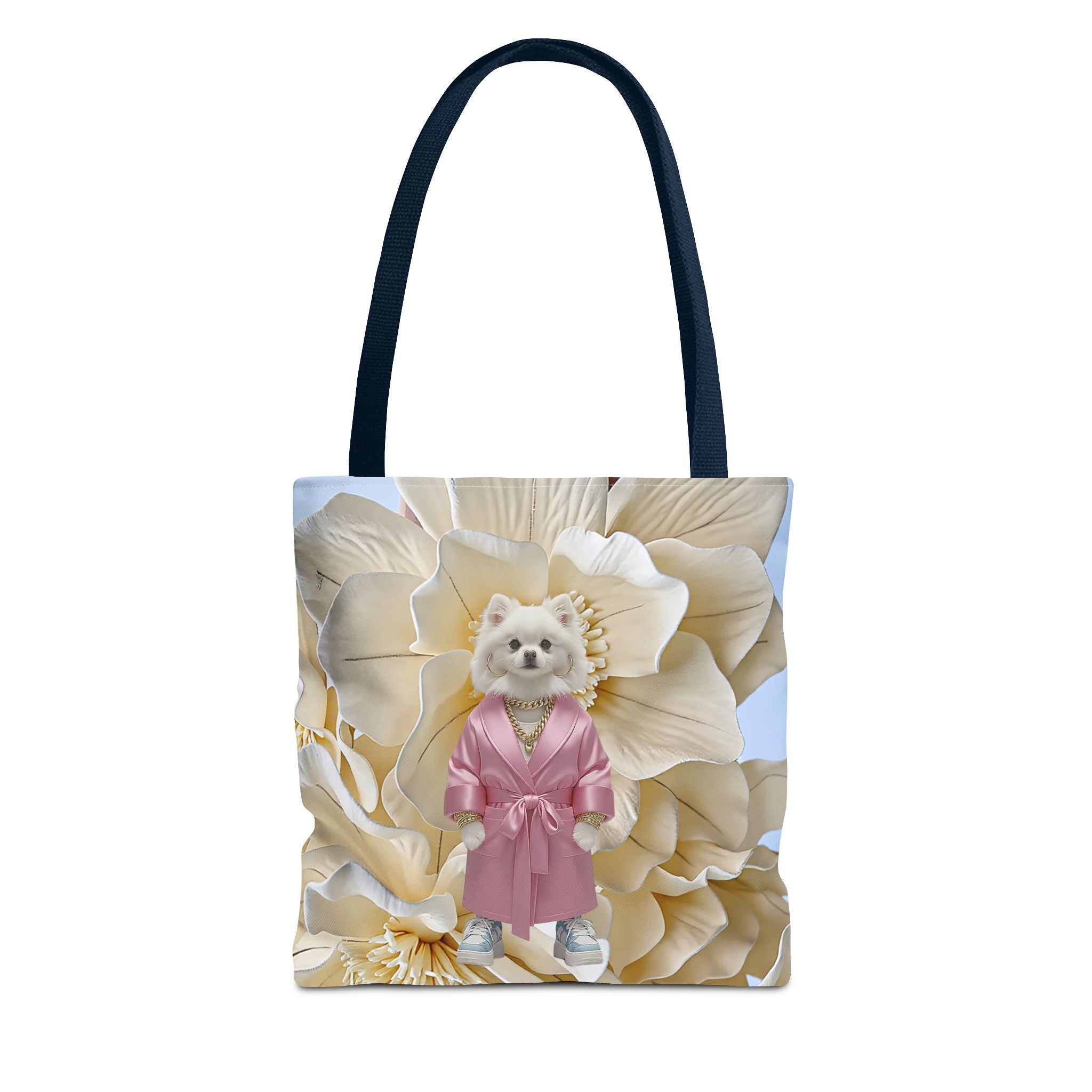 Elegant Dog in Pink Robe Tote Bag