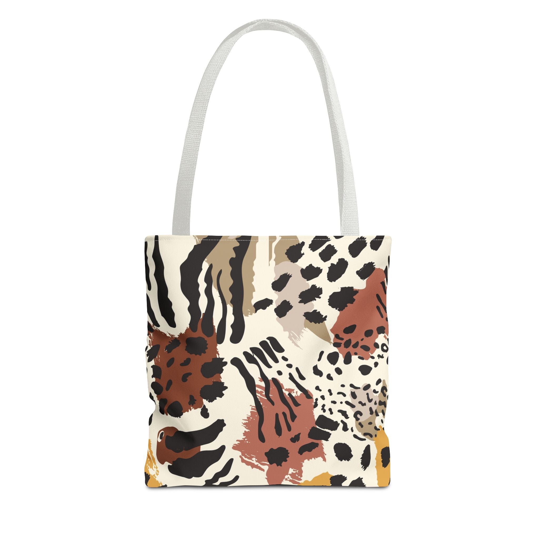 Animal Print Tote Bag — Neutral Safari Pattern AOP
