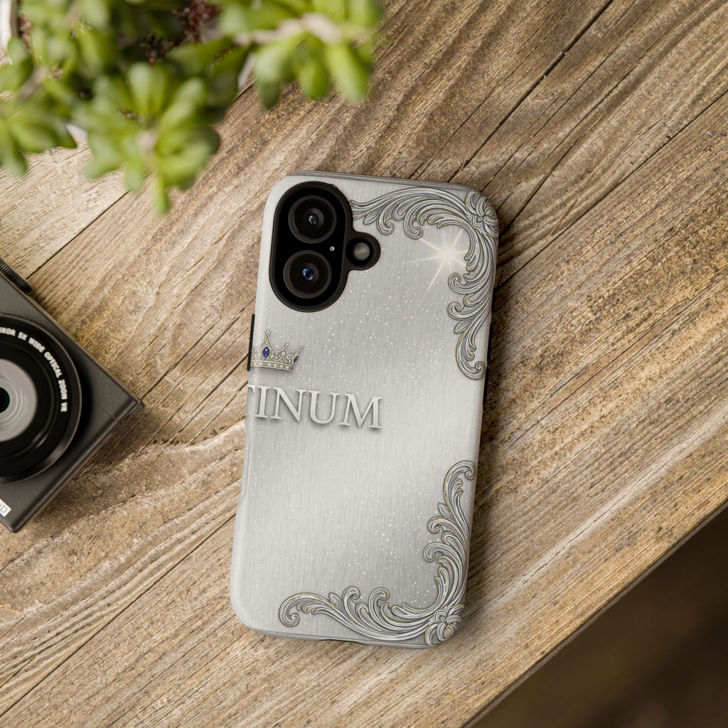 Brushed Silver Baroque iPhone Case — Luxury Minimalist Tough Cases