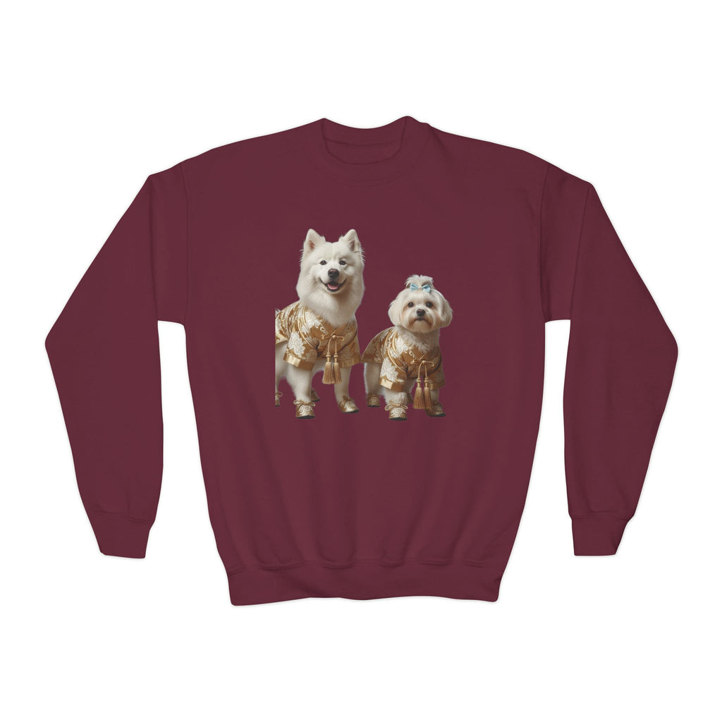 So Cute They Choose It First — Kids Sweatshirt with Twin Dog Illustration