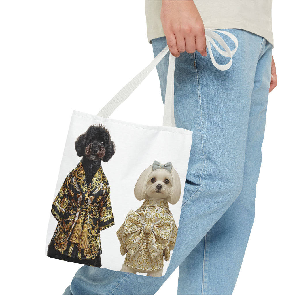 Black & Gold Duo Dog Tote Bag — Stylish All‑Over Print