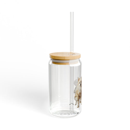 A Little Companion in Your Drink Transparent Glass Tumbler with Pet Illustration