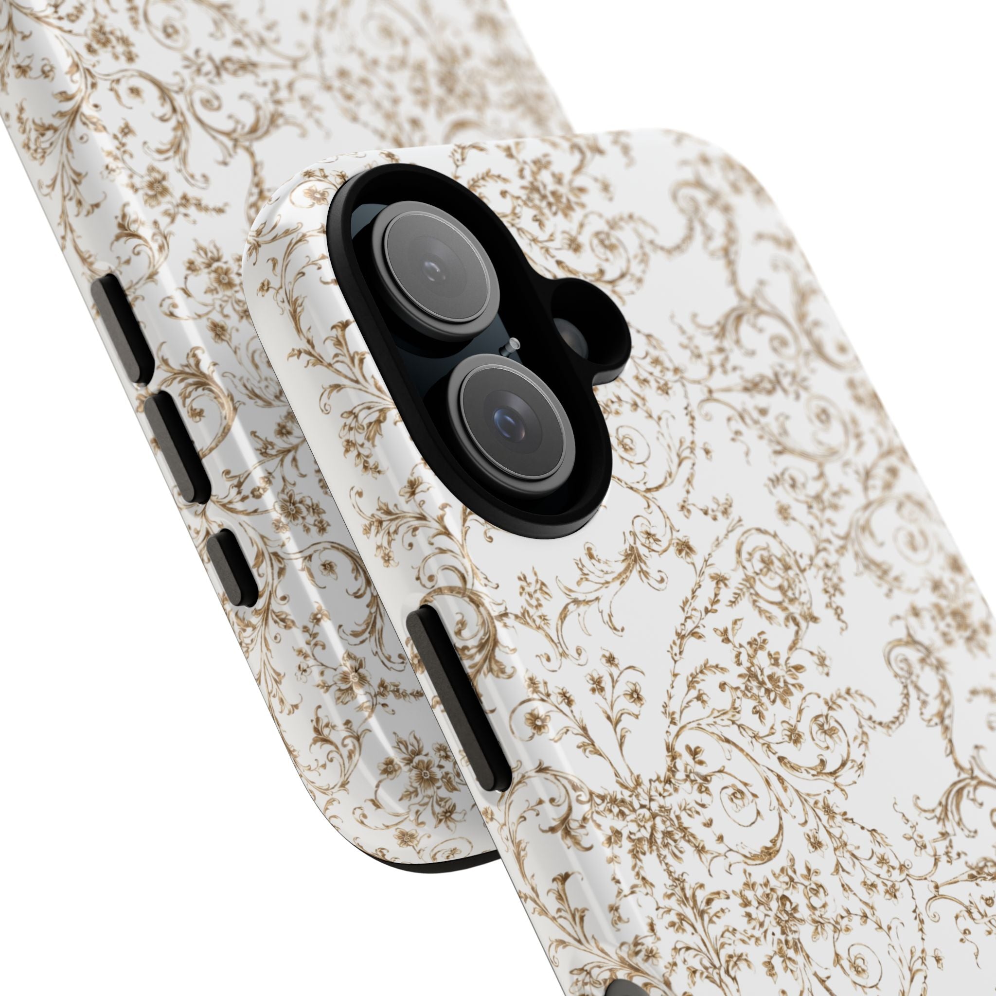 Elegant Gold Scroll Phone Case | Minimal White Baroque iPhone Cover