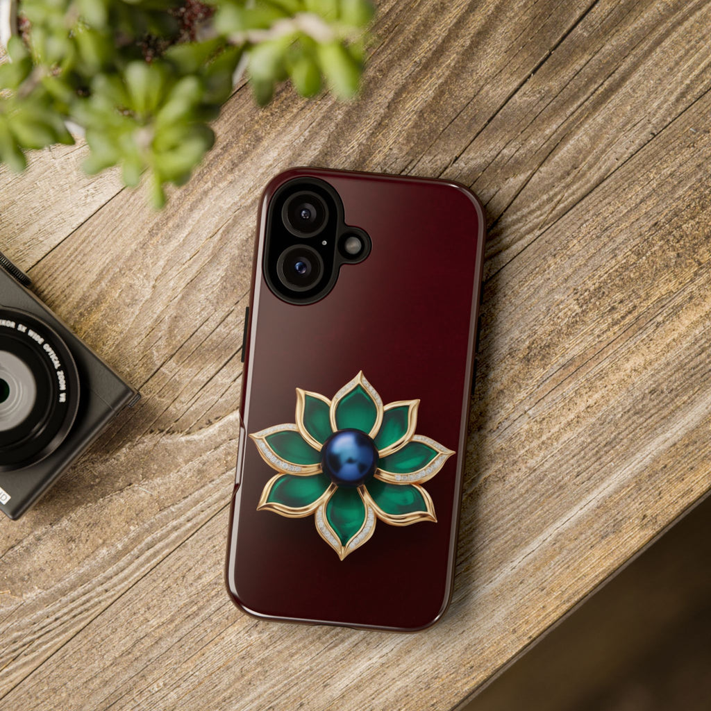 Burgundy & Emerald Floral Jewel Phone Case
