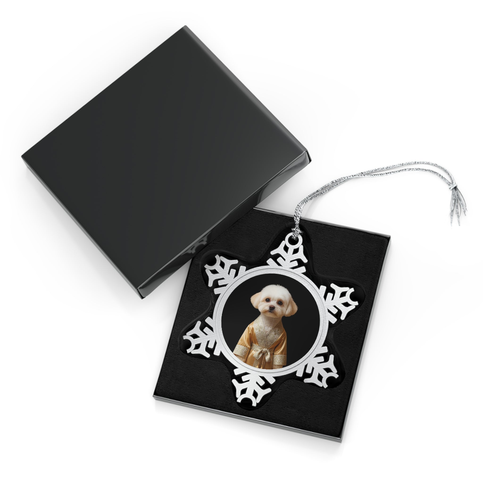 Personalized Pewter Snowflake Ornament — Custom Photo Holiday Keepsake