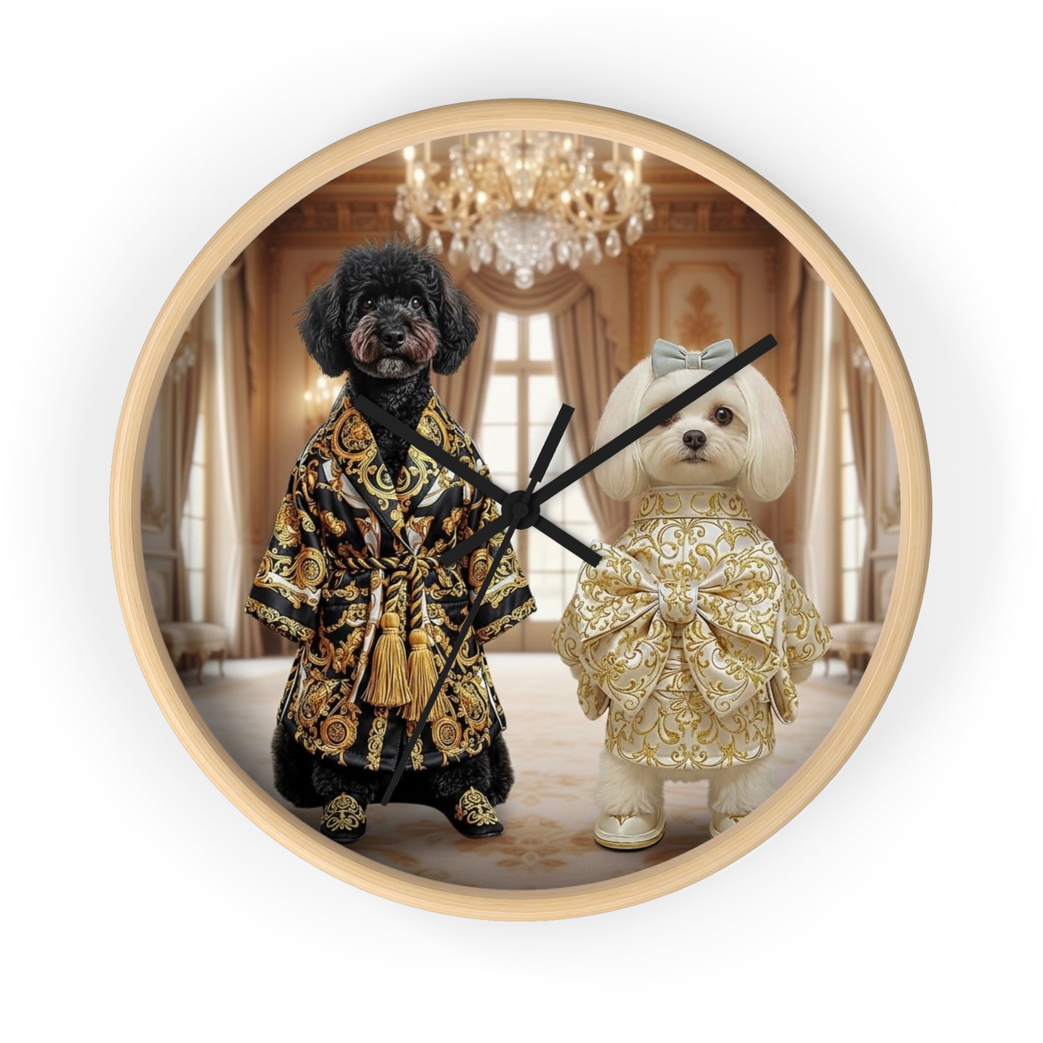 Lumi Global Royal Couture Dog Wall Clock – Black & Gold Luxury Edition