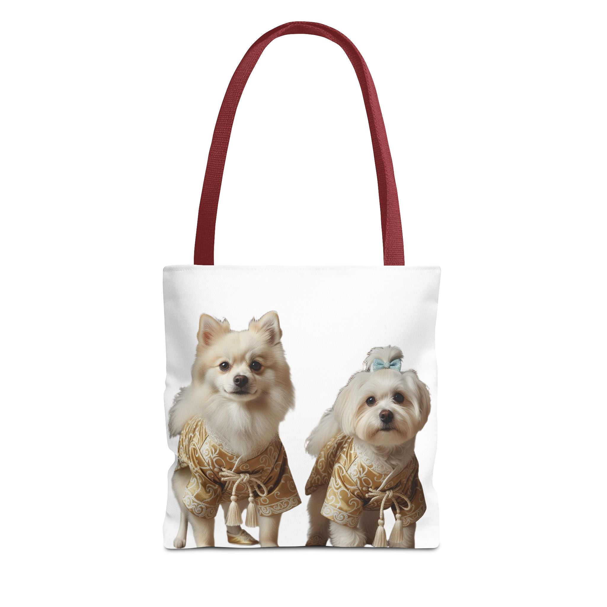 Cute Dogs Printed Tote Bag — Pomeranian & Shih Tzu in Sweaters All-Over Print
