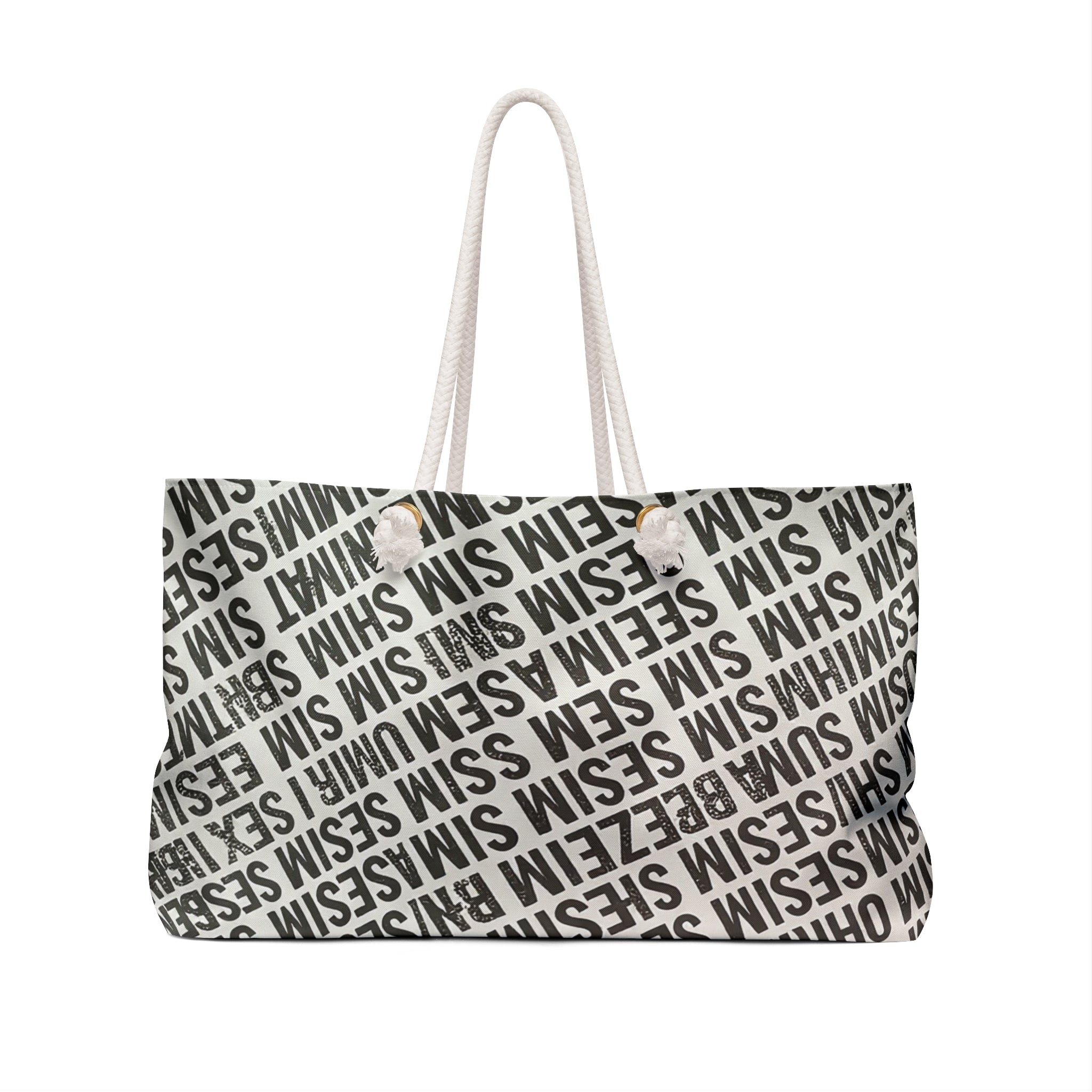 Text Pattern Tote Bag – Graphic Minimal Canvas Tote