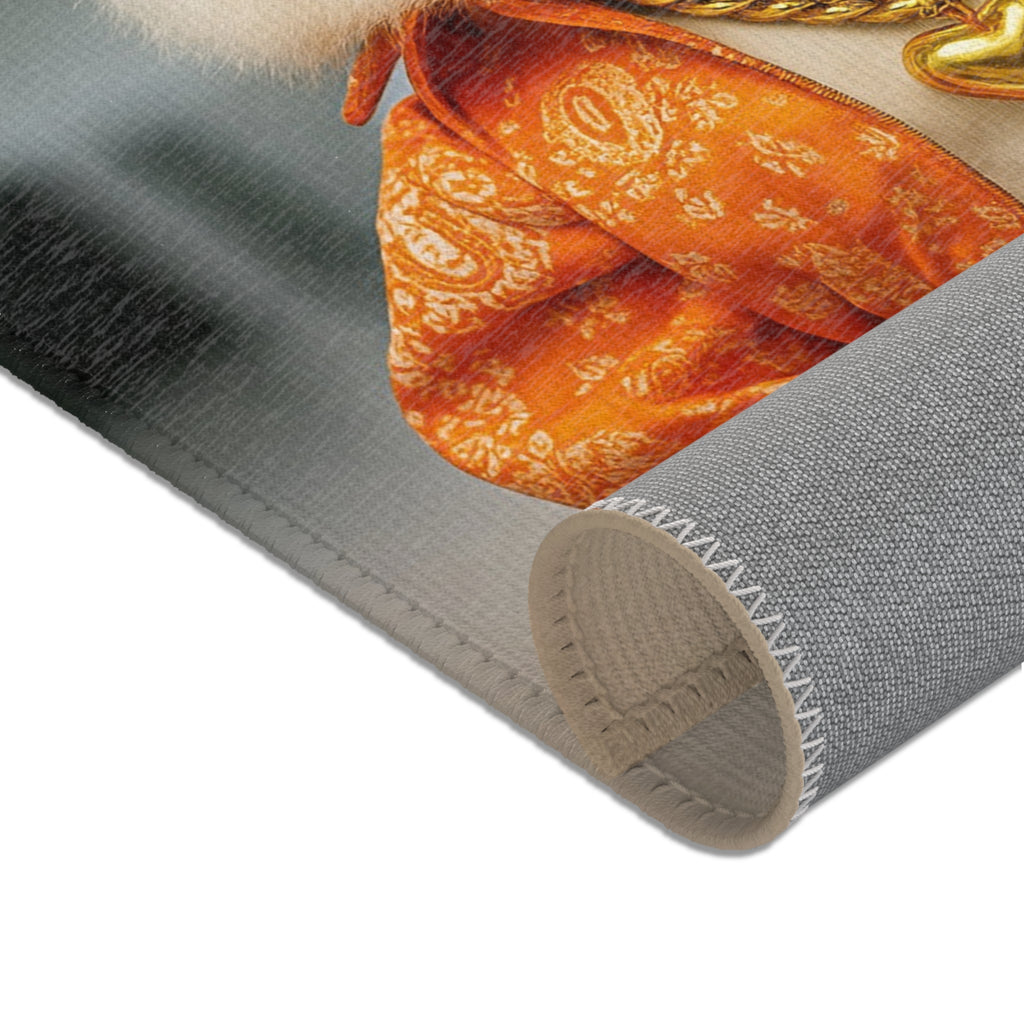 Luxury Dog Art Rug – Orange Royal Pup Statement Design