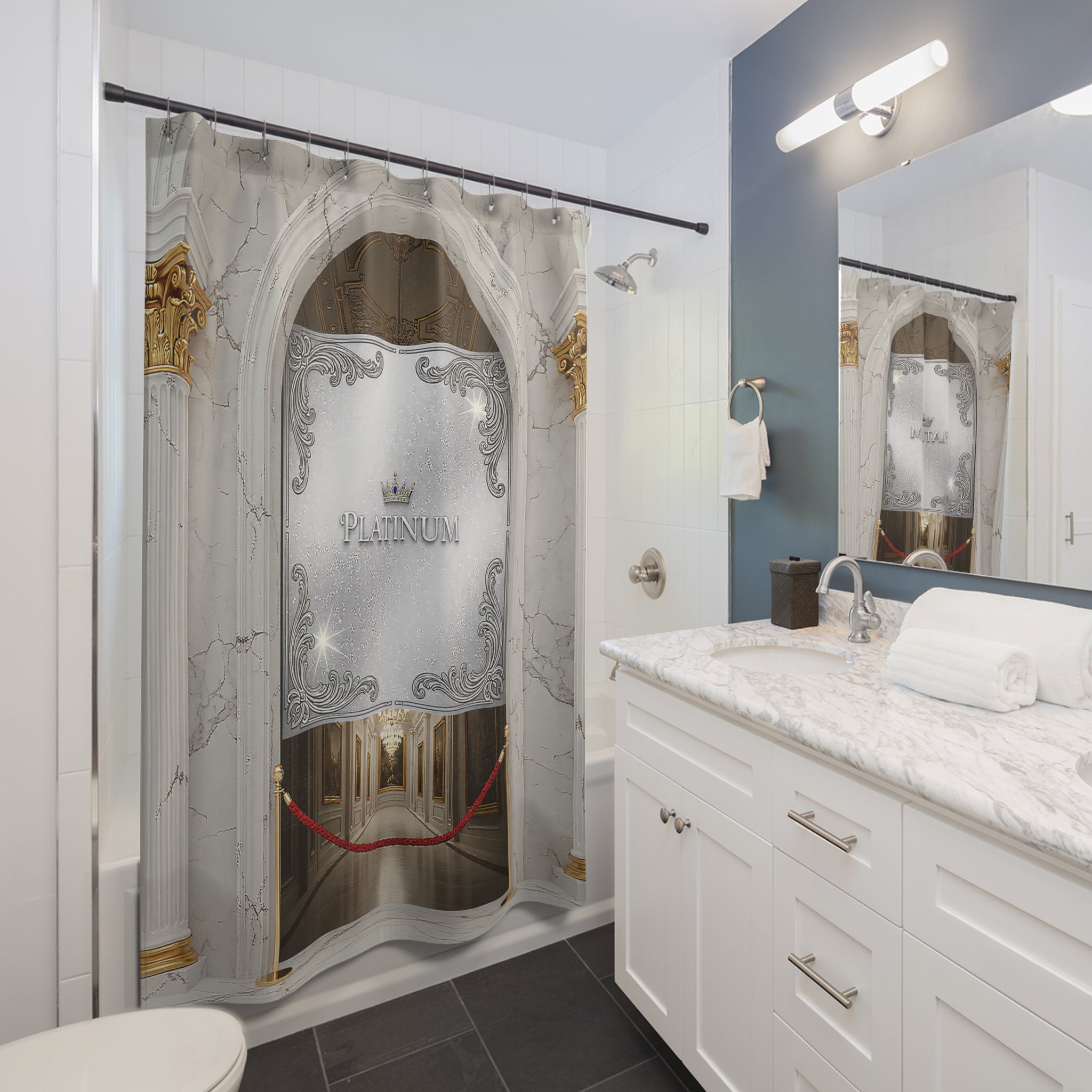 Palace Shower Curtain — 'Enter a Palace, Leave a King' Luxury Bathroom Decor