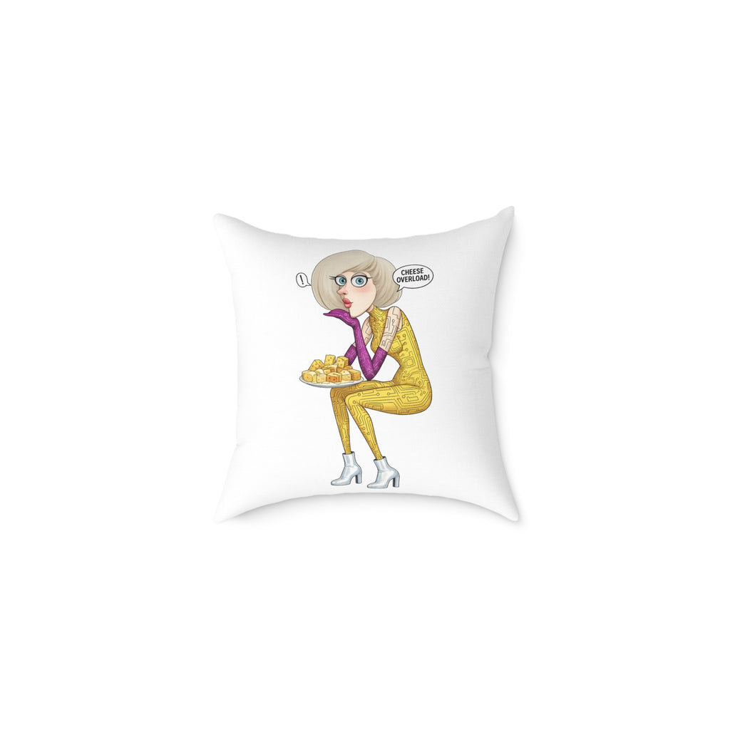 Funny Cheese Lover Square Poly Canvas Pillow — Cartoon Cheese Cushion
