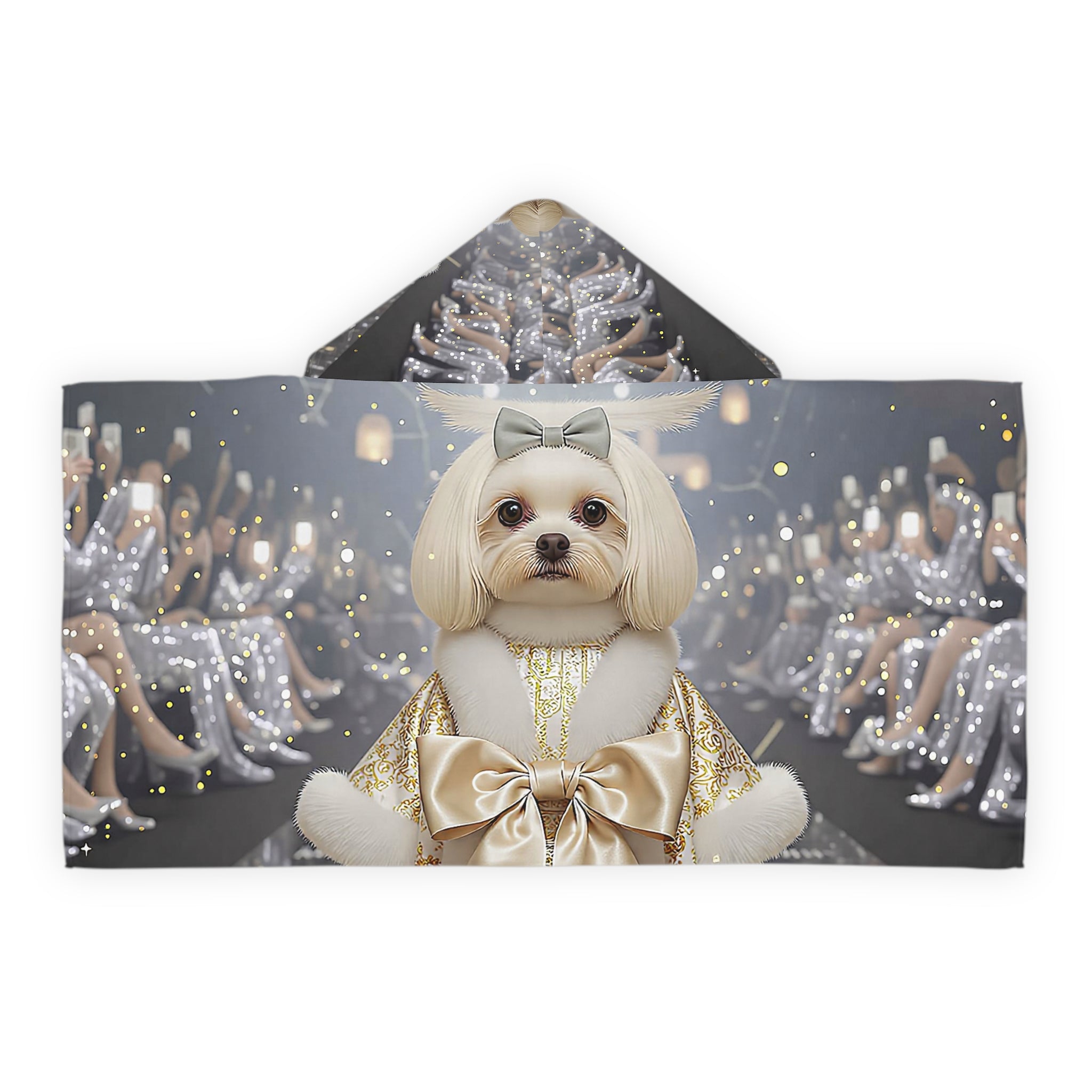 Royal Runway Hooded Towel — Golden Bow Puppy Plush Bath Wrap